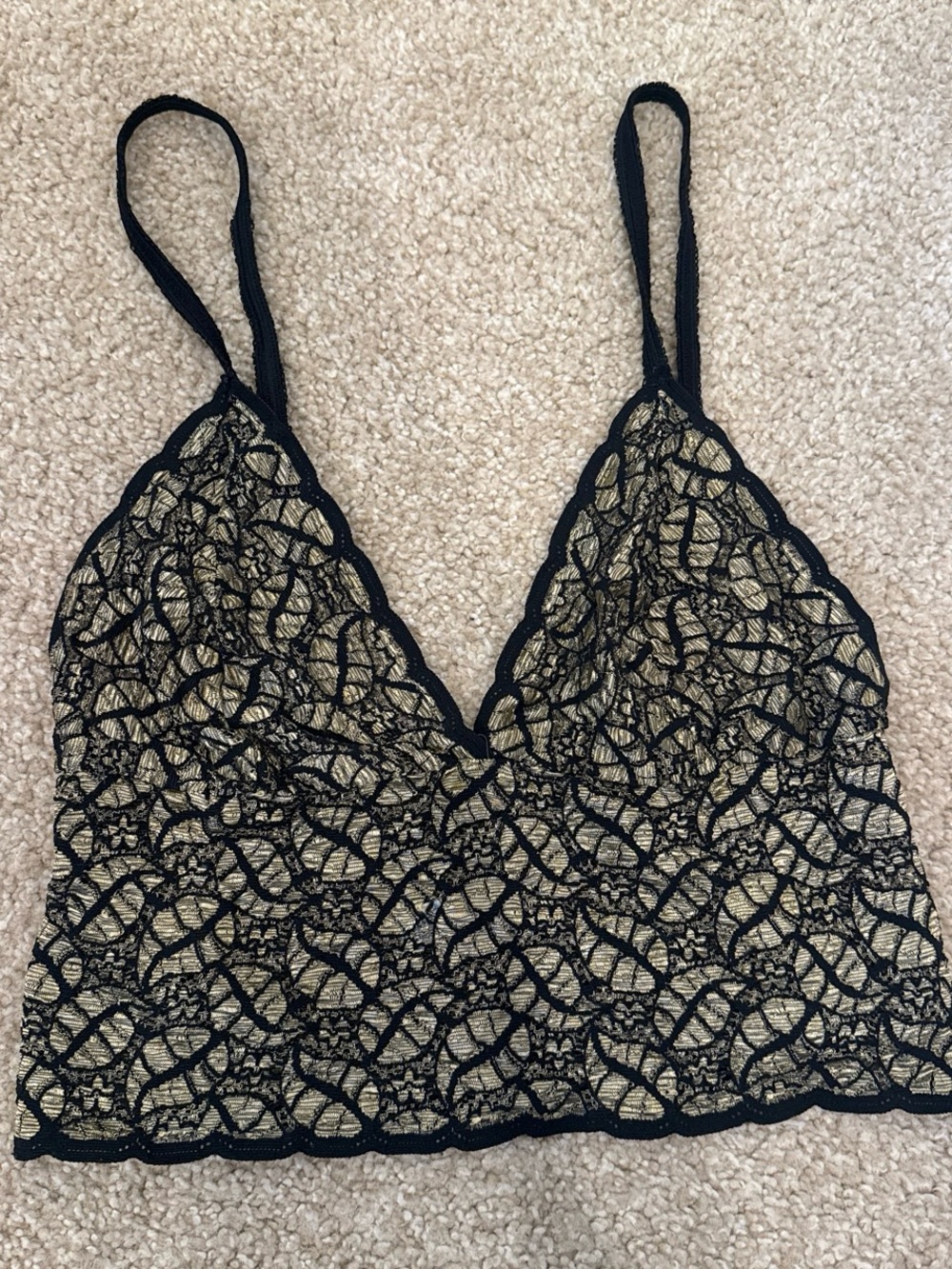 Lace Bralette Tank Top - Black Over Nude